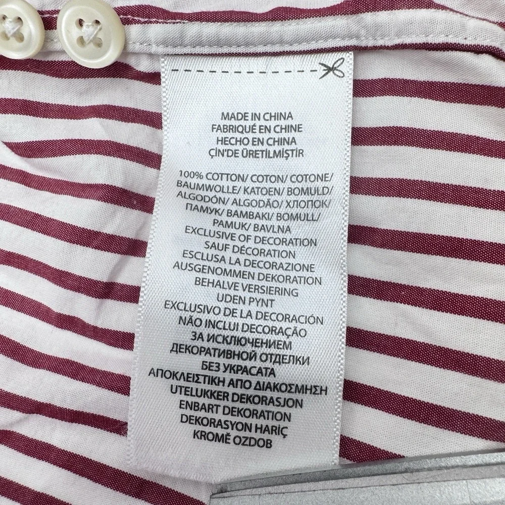 Ralph Lauren Men's S Red/White Striped LS Cotton Woven Button-Up Button-Down